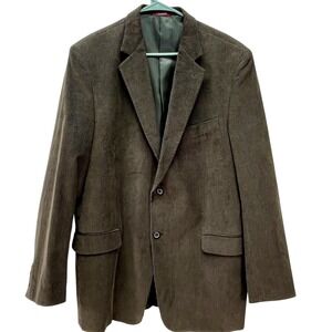 ADOLFO Mens Brown‎ Corduroy Blazer Jacket 44L Two Button Single Breasted Pockets